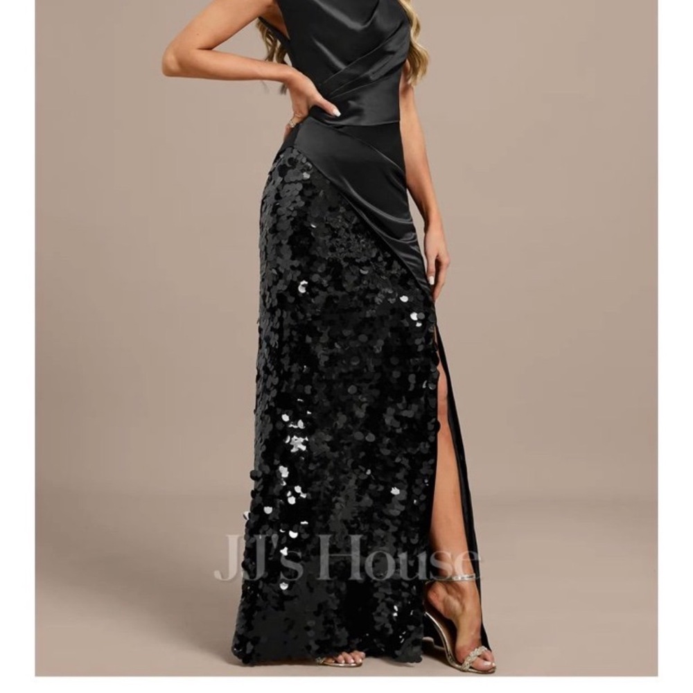 JJs House One Shoulder Black Sequin Dress - Picture 2 of 5